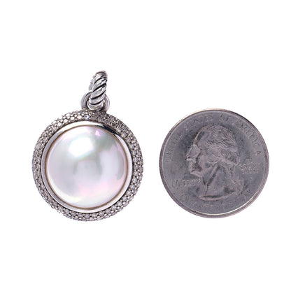 David Yurman Sterling Silver Diamond Freshwater Pearl Midnight Melange Pendant 2 of 4