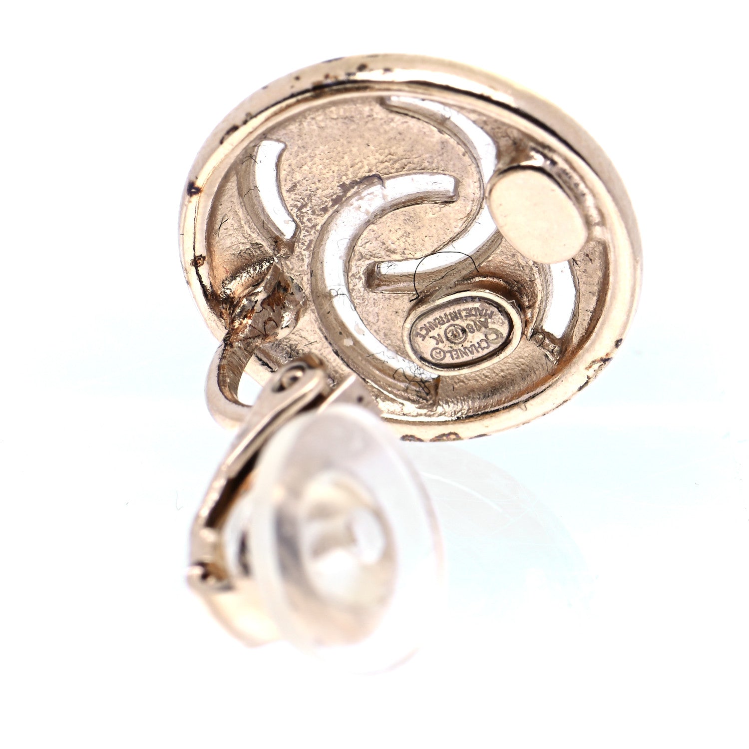Chanel Metal CC Clip On Earrings Light Gold 5 of 7