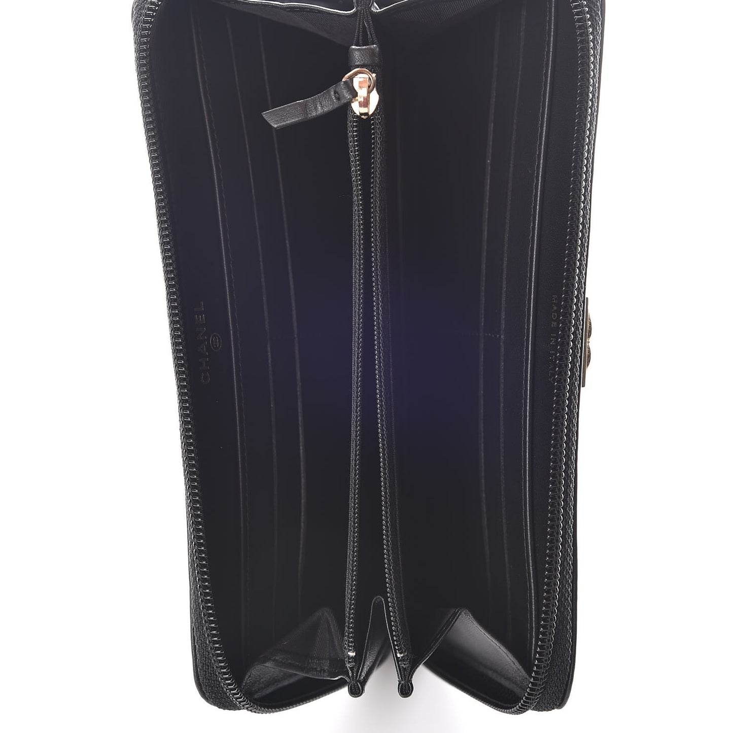Lambskin Quilted Boy Zip Around Wallet Black