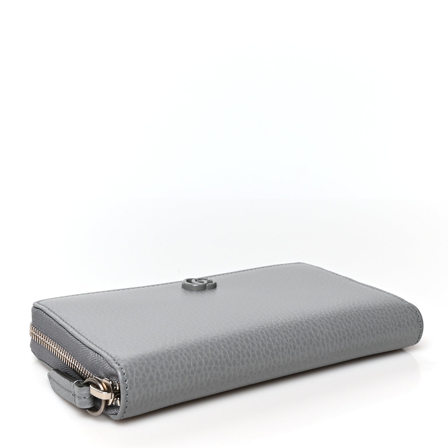 Dollar Calfskin Monochrome GG Marmont Zip Around Wallet Deep Grey
