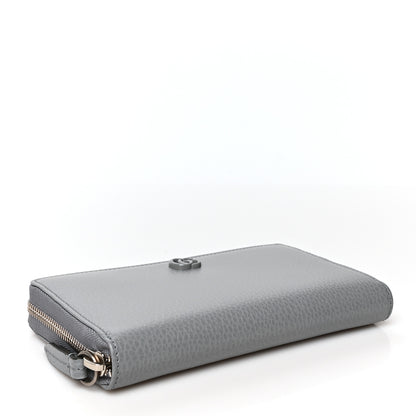 Gucci Dollar Calfskin Monochrome GG Marmont Zip Around Wallet Deep Grey 4 of 8