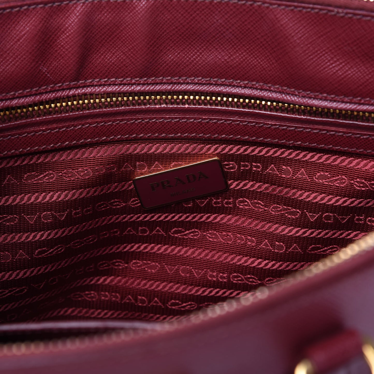 Saffiano Mini Galleria Double Zip Tote Cerise