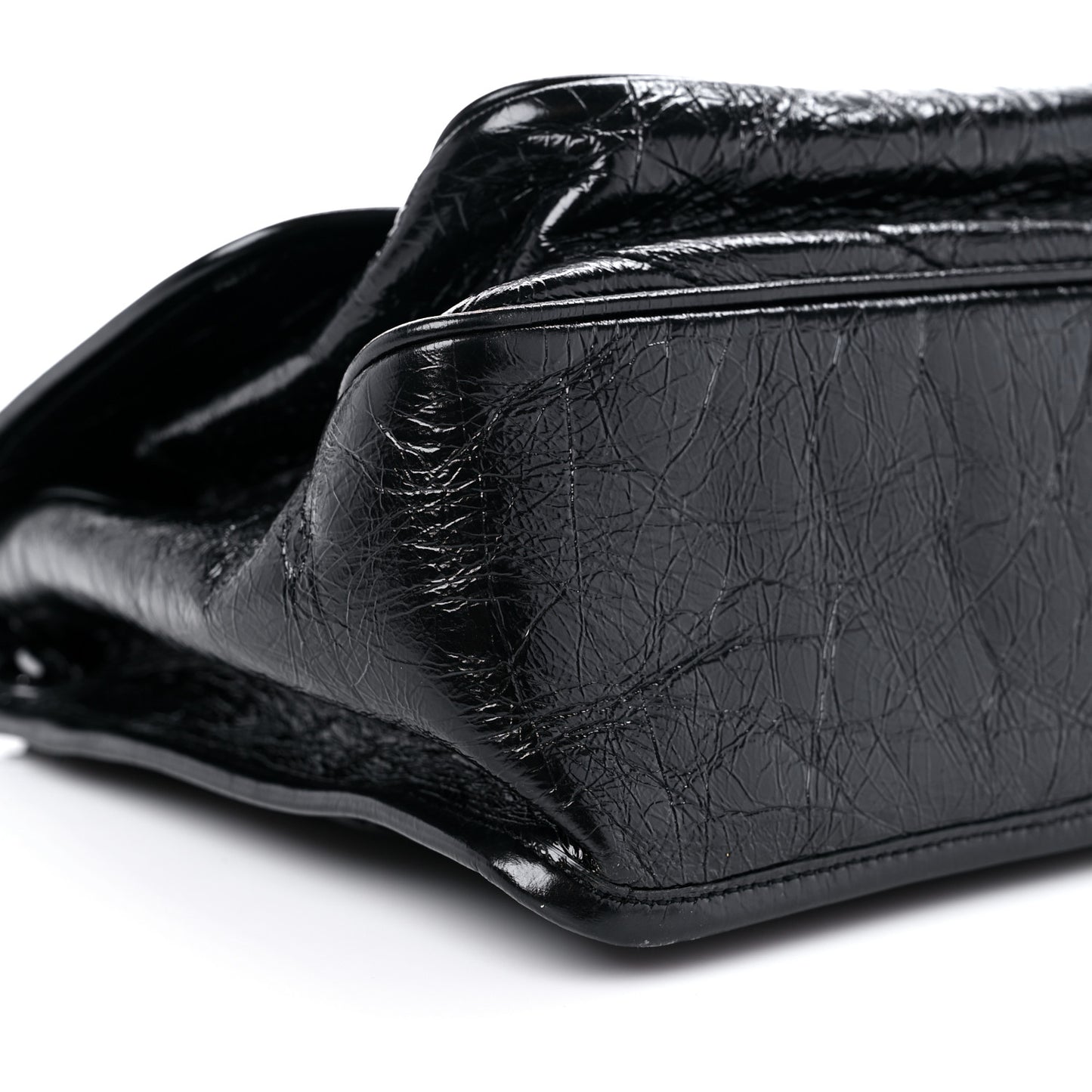 Crinkled Calfskin Matelasse Monogram Medium Niki Chain Satchel Black
