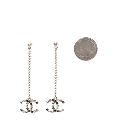 Chanel Crystal CC Drop Earrings Pink Grey Gold 2 of 5