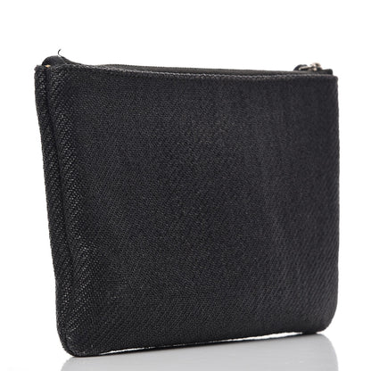 Chanel Woven Straw Raffia Small Deauville Pouch Dark Grey 4 of 12