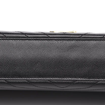 Saint Laurent Grain De Poudre Matelasse Chevron Large Monogram Satchel Black 7 of 9