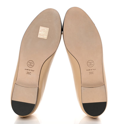 Chanel Lambskin CC Cap Toe Ballerina Flats 36 Beige Black 7 of 10
