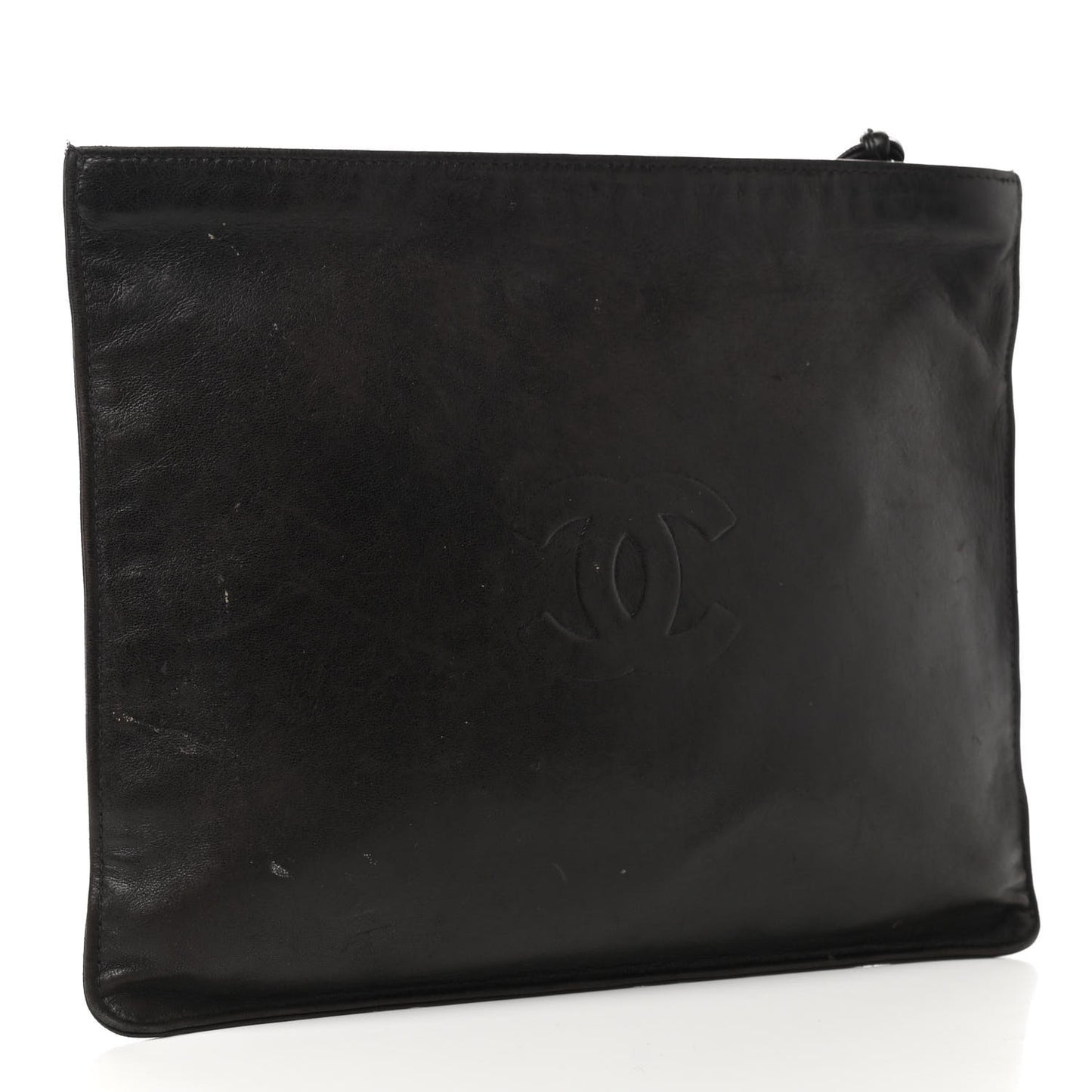 Lambskin CC Camellia Cosmetic Pouch Black