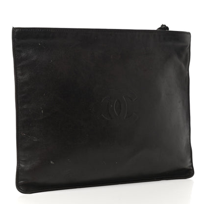 Chanel Lambskin CC Camellia Cosmetic Pouch Black 3 of 12