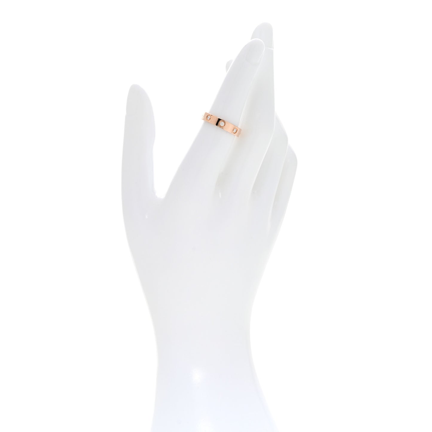 18K Pink Gold 8 Diamond 4mm LOVE Wedding Band Ring 52 6