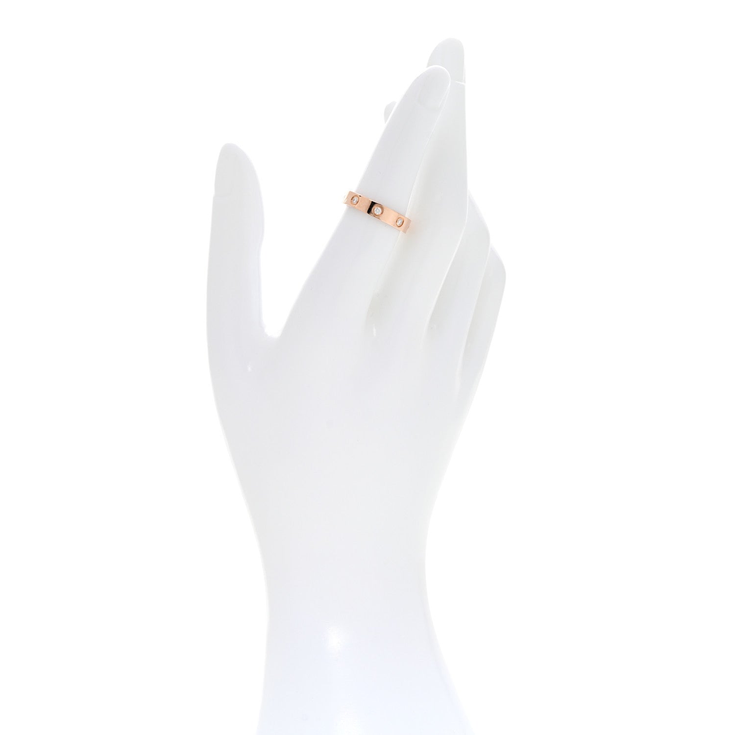 Cartier 18K Pink Gold 8 Diamond 4mm LOVE Wedding Band Ring 52 6 2 of 4