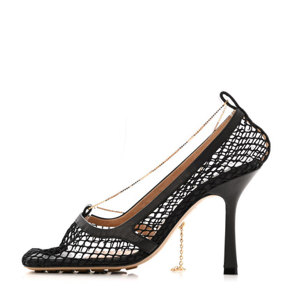 Bottega Veneta Mesh Calfskin Chain Stretch Pumps 36.5 Black 1 of 8