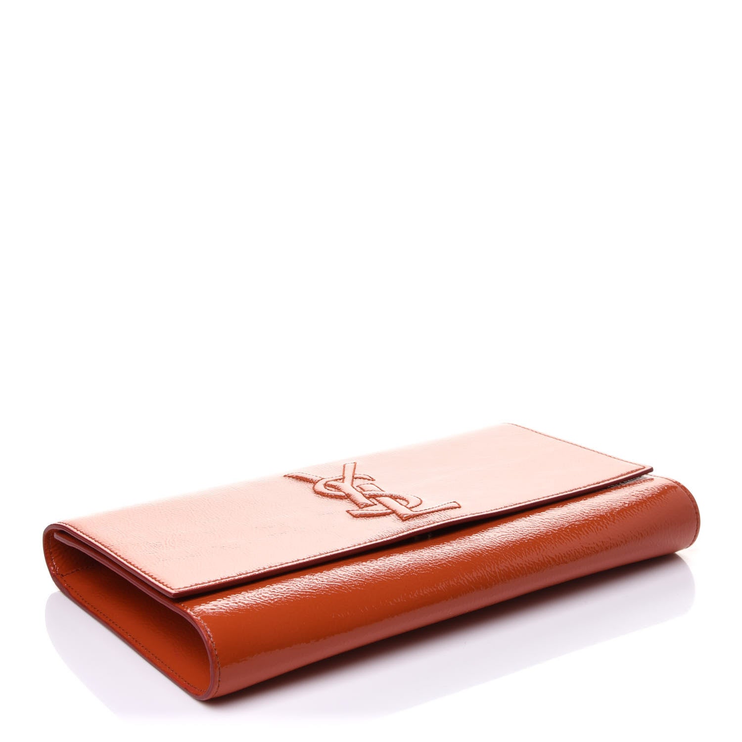 Saint Laurent Textured Patent Monogram Large Belle De Jour Clutch Orange 4 of 11