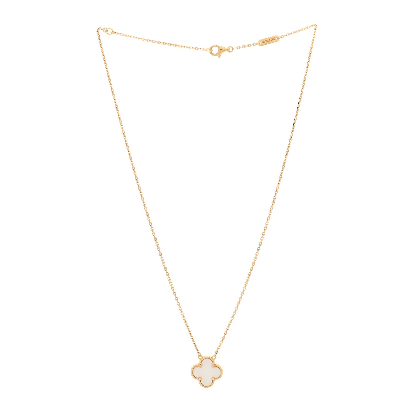 18K Yellow Gold Mother of Pearl Vintage Alhambra Pendant Necklace