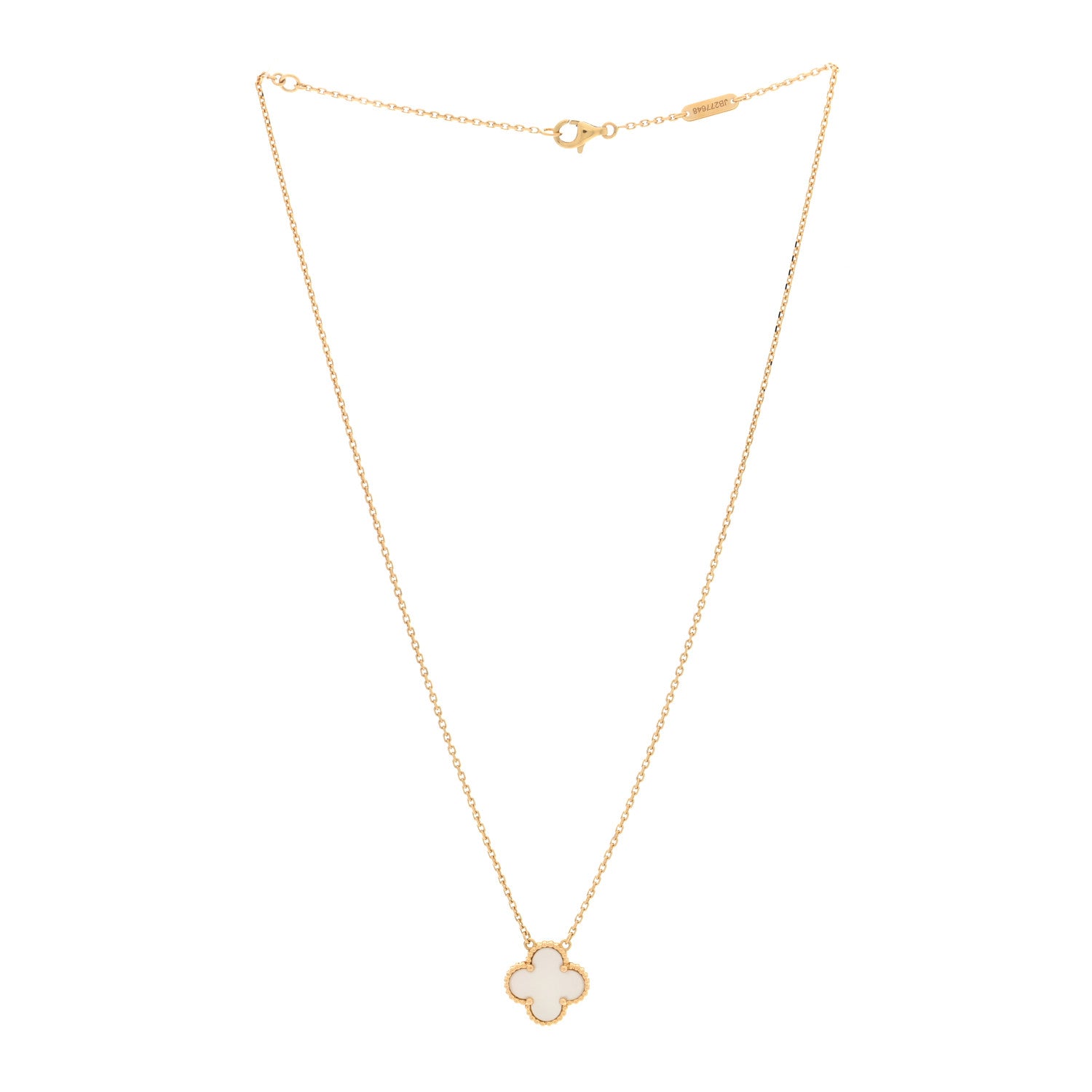 Van Cleef & Arpels 18K Yellow Gold Mother of Pearl Vintage Alhambra Pendant Necklace 3 of 4
