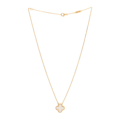 Van Cleef & Arpels 18K Yellow Gold Mother of Pearl Vintage Alhambra Pendant Necklace 3 of 4