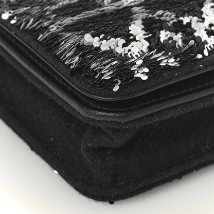Chanel Sequin Wallet On Chain WOC Black Ecru White 8 of 10