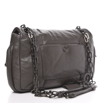 Prada Nappa Bomber Sound Chain Flap Shoulder Bag Ardesia 3 of 9