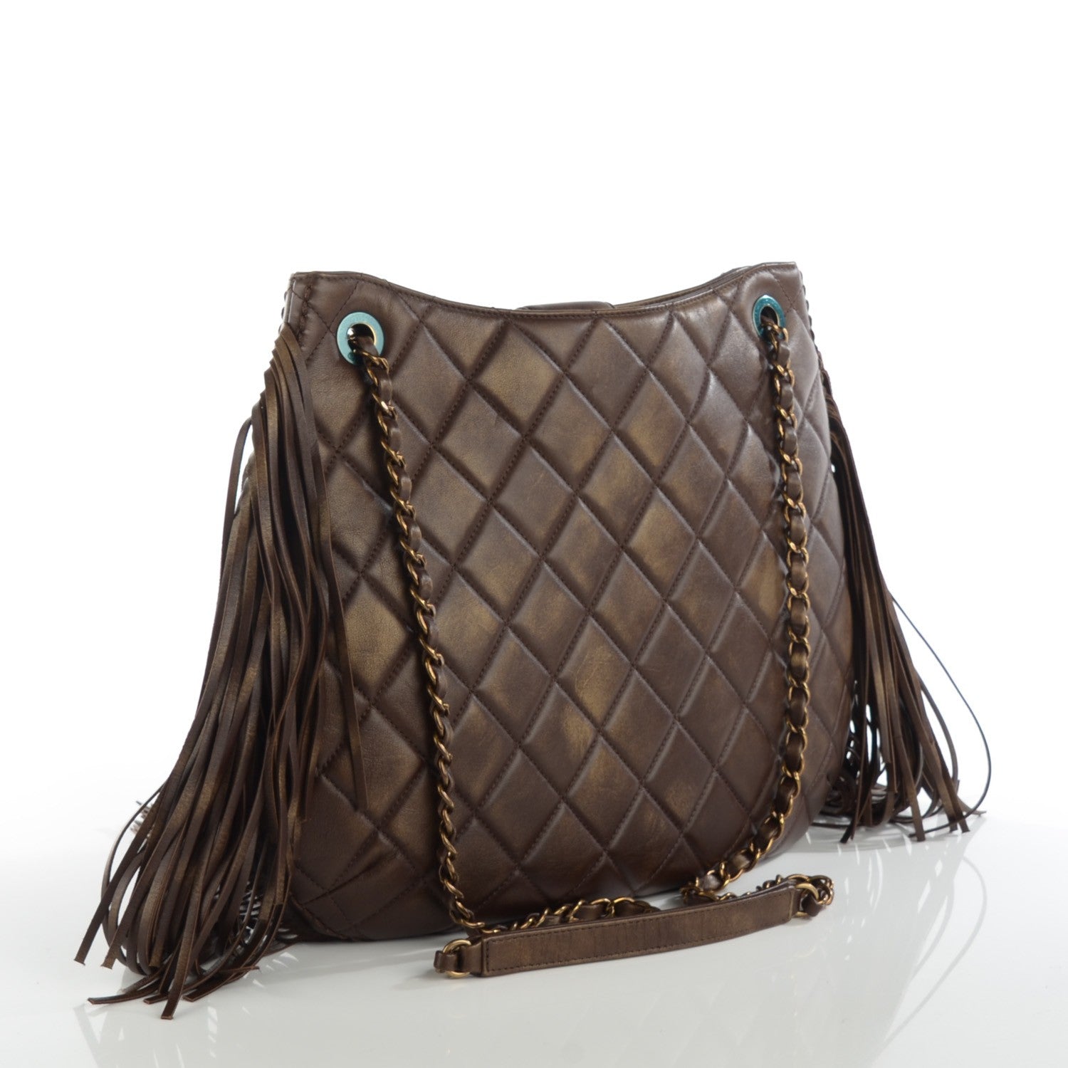 Chanel Calfskin Quilted Into The Fringe Hobo Brown 3 of 8