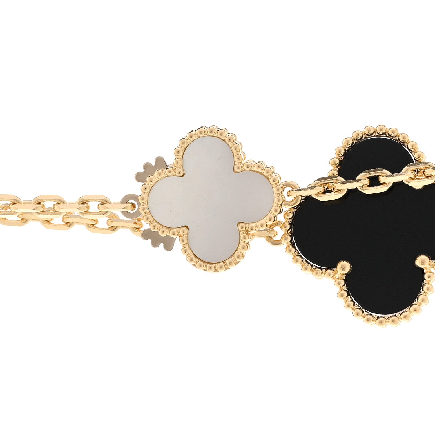 Van Cleef & Arpels 18K Yellow Gold Onyx Mother of Pearl 16 Motifs Magic Alhambra Necklace 4 of 6