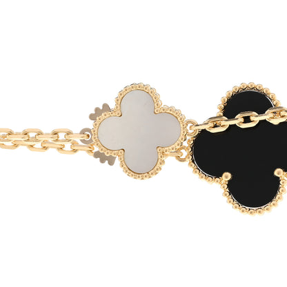 Van Cleef & Arpels 18K Yellow Gold Onyx Mother of Pearl 16 Motifs Magic Alhambra Necklace 4 of 6
