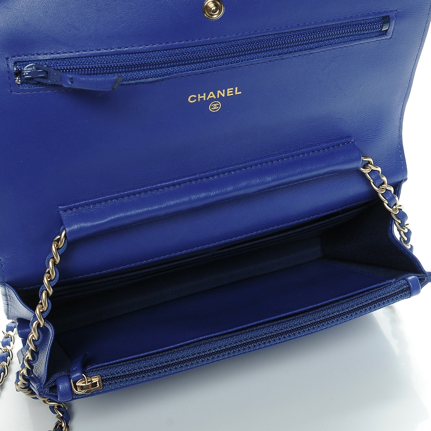 Chanel Lambskin Quilted Wallet On Chain WOC Dark Blue 5 of 9