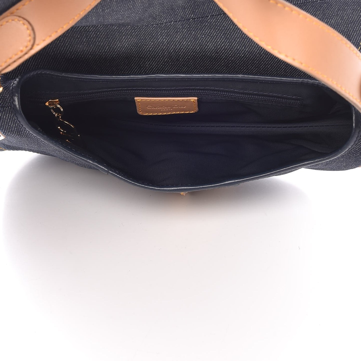 Denim Calfskin Saddle Bag Blue
