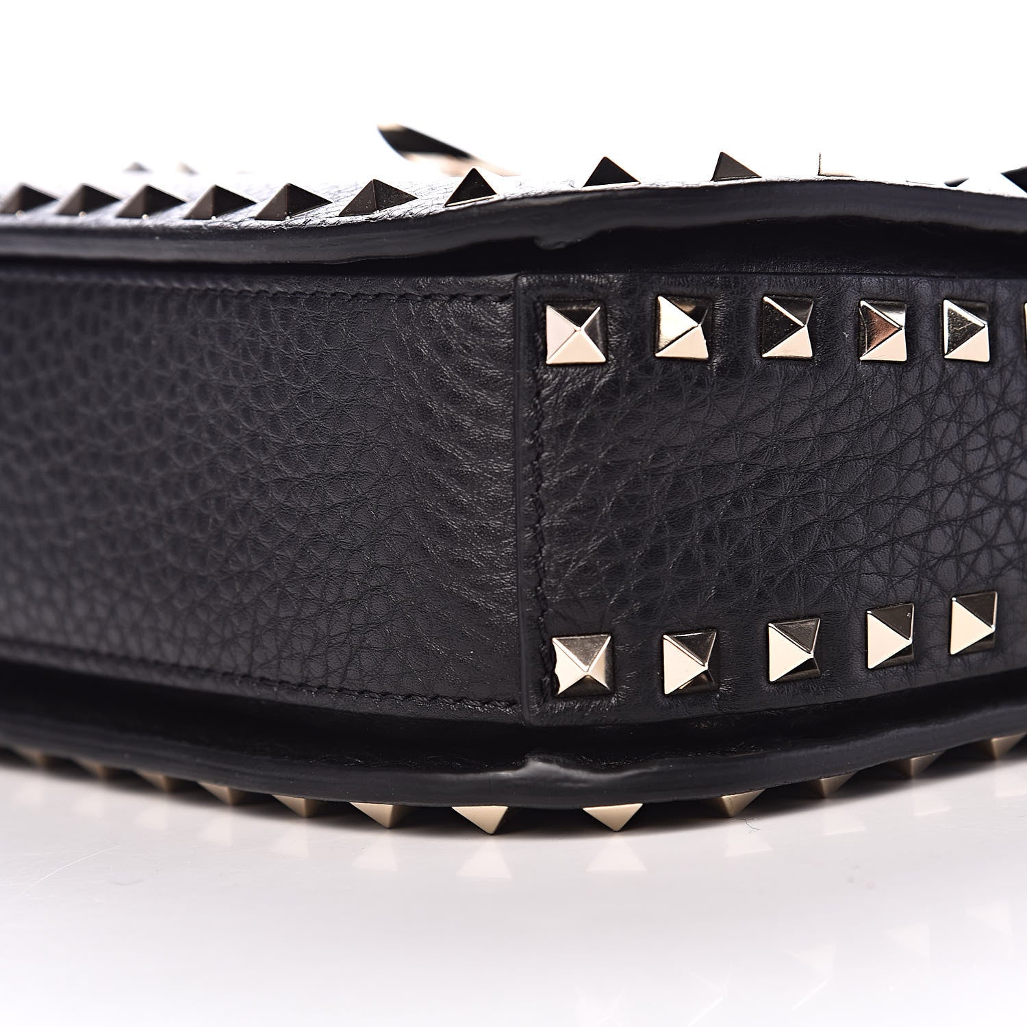 Valentino Garavani Pebbled Calfskin Medium Rockstud Flap Saddle Bag Black 8 of 9