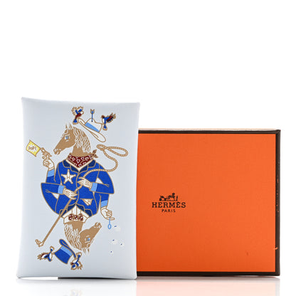 Hermes Swift Printed Cowboy Calvi Card Case Bleu Brume 8 of 8