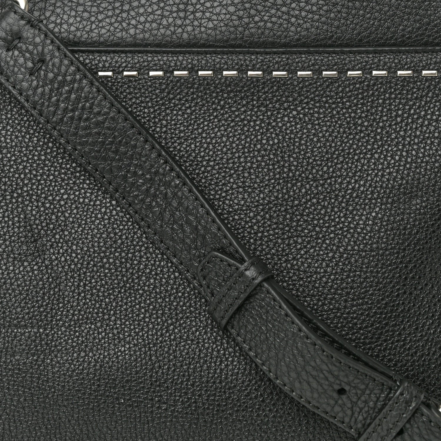 Fendi Cuoio Romano Selleria Studded Large Peekaboo Iconic Fit Satchel Black 9 of 13