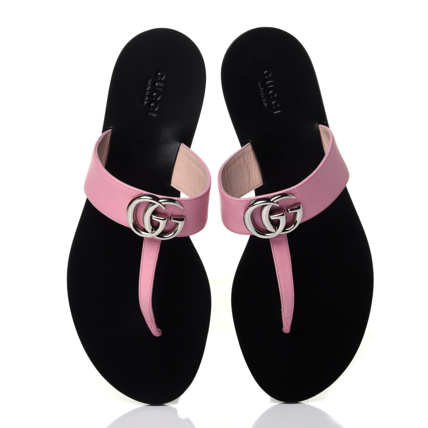 Calfskin GG Marmont Thong Sandals 38.5 Wild Rose