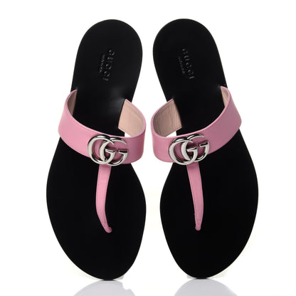 Gucci Calfskin GG Marmont Thong Sandals 38.5 Wild Rose 6 of 11