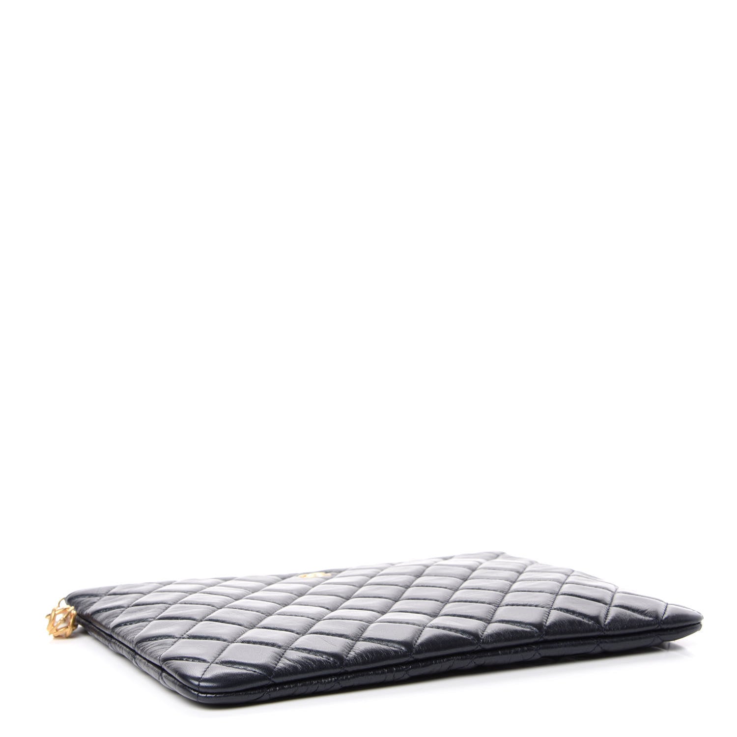Chanel Lambskin Quilted Pearl Crush Medium Cosmetic Case Dark Blue 4 of 9
