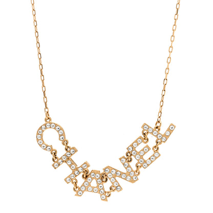 Chanel Metal Crystal 90's Icon Logo Necklace Gold 1 of 6