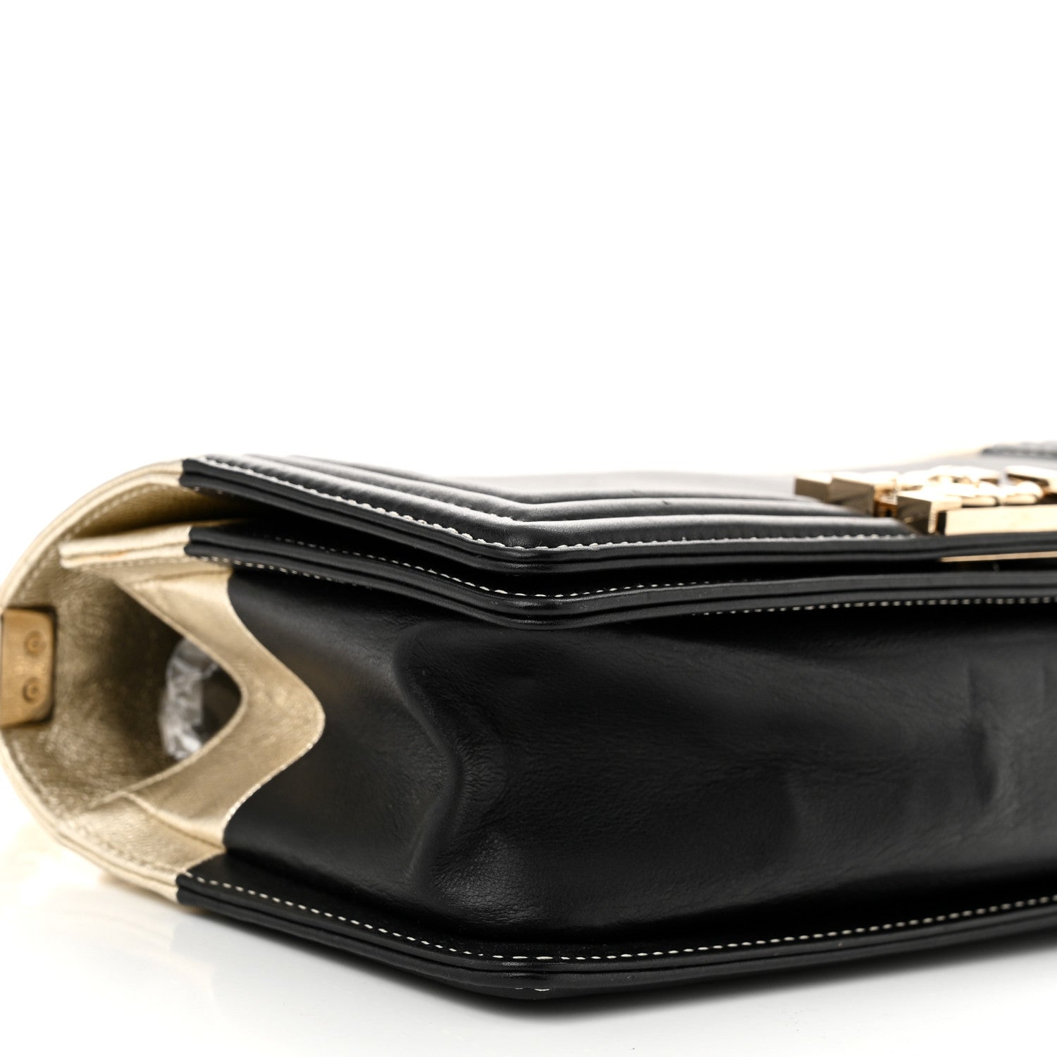 Chanel Metallic Goatskin Calfskin Medium Boy Flap Gold Black 9 of 10