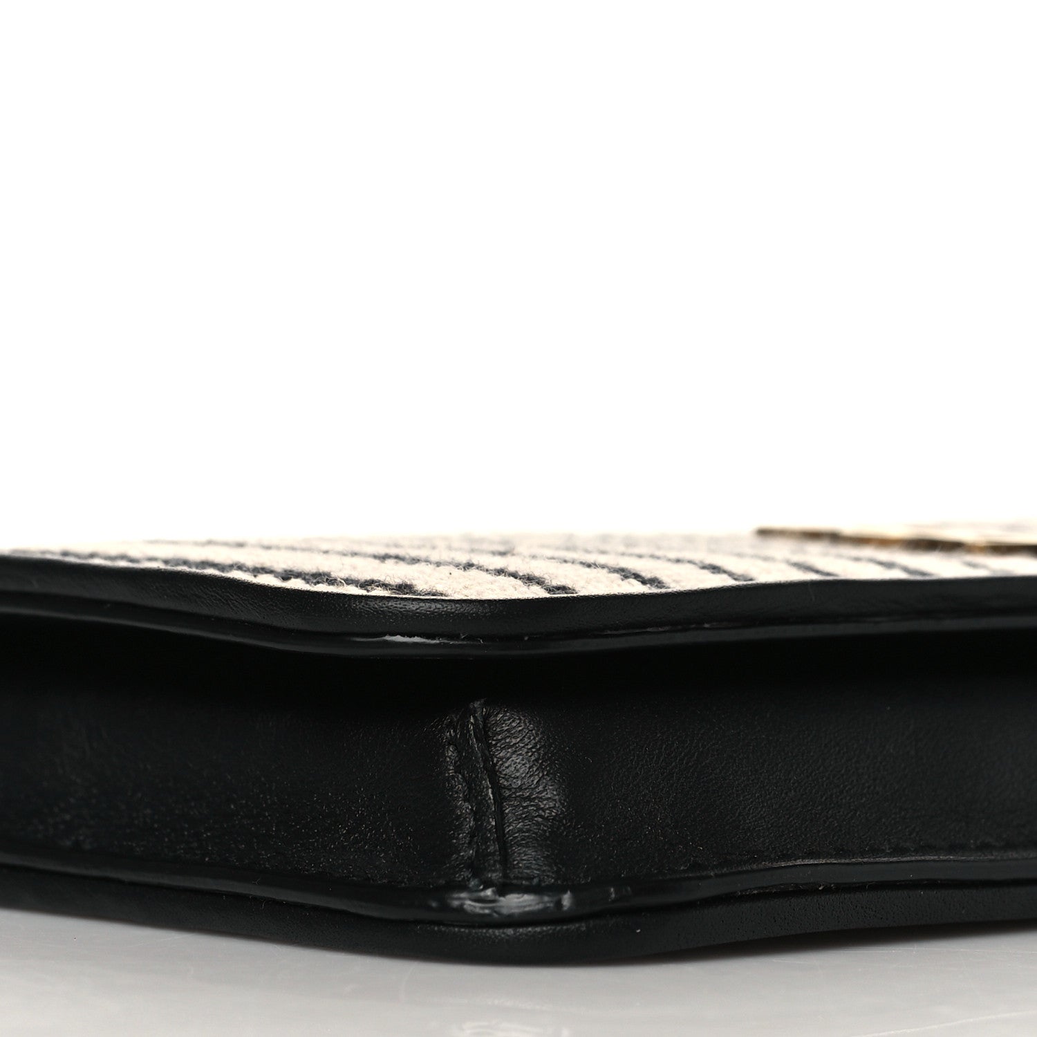Saint Laurent Canvas Striped Phone Holder Crossbody Beige Black 9 of 10