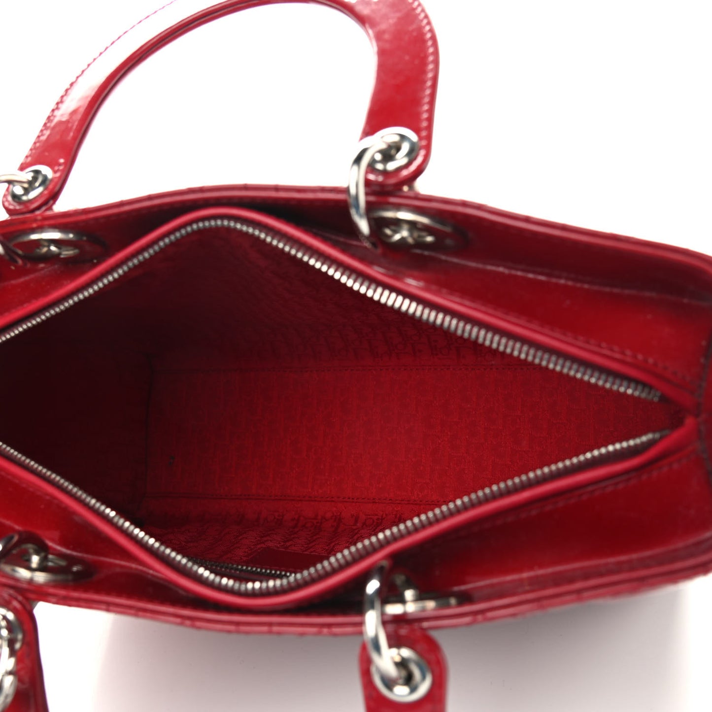 Patent Cannage Large Lady Dior Red