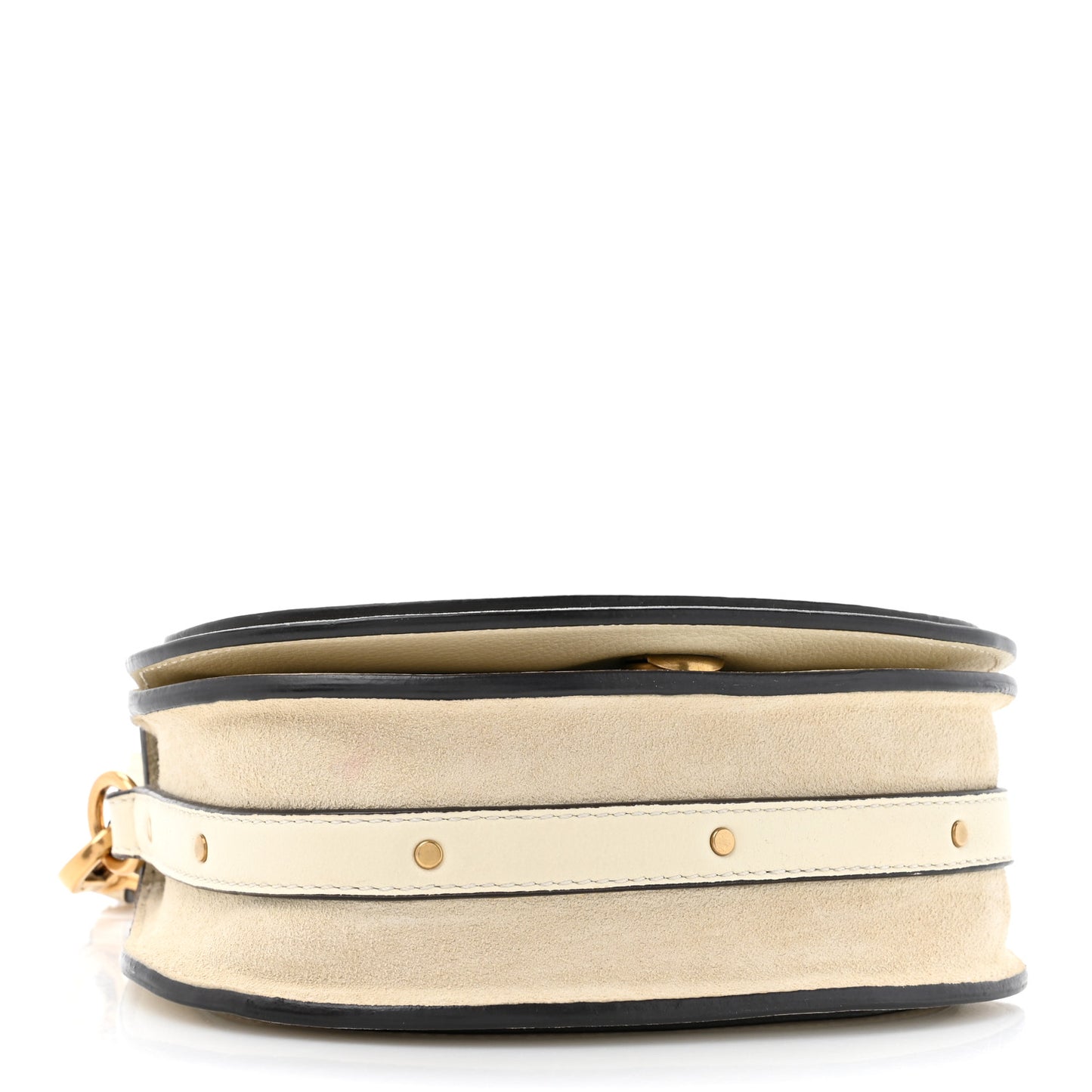 Calfskin Suede Small Nile Bracelet Bag Off White
