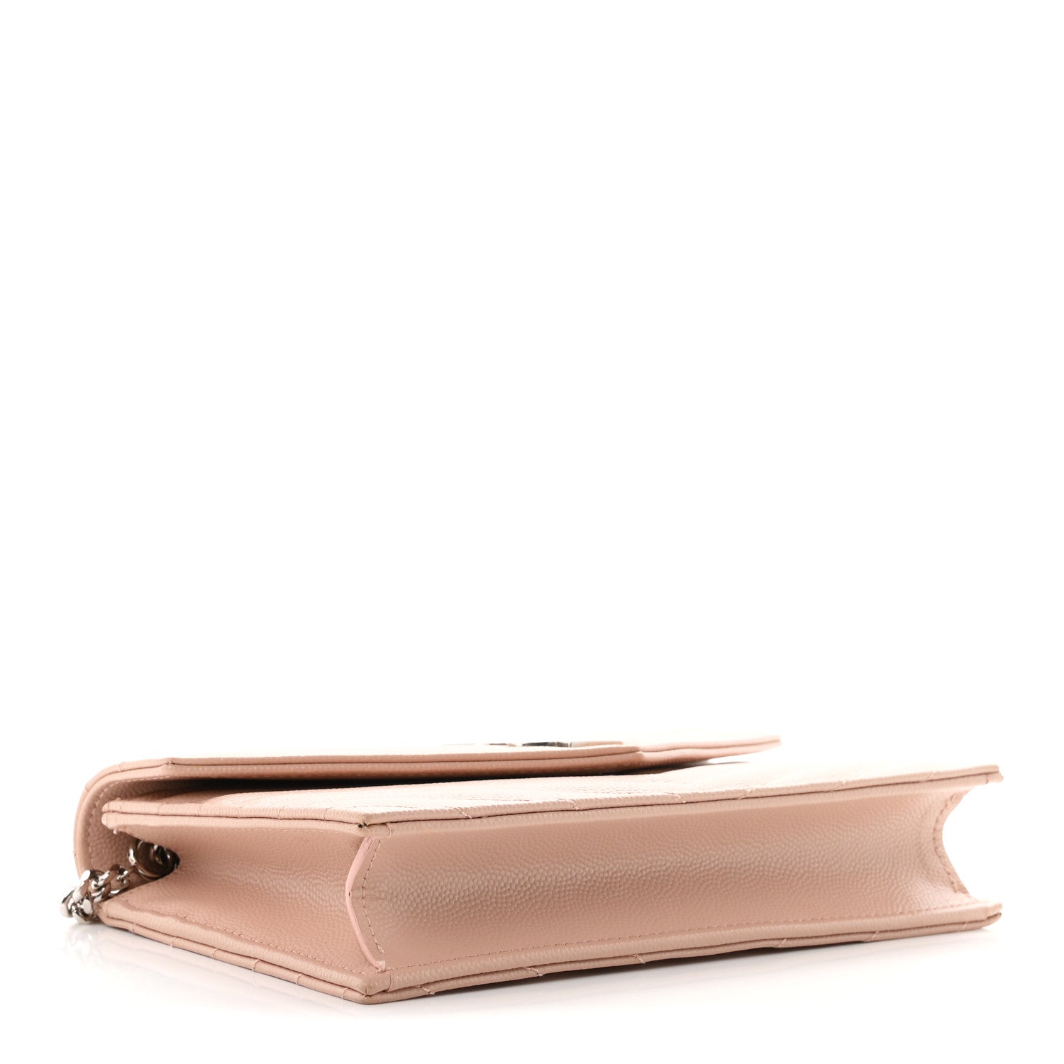Saint Laurent Grain De Poudre Matelasse Chevron Monogram Envelope Chain Wallet Pale Pink 4 of 11
