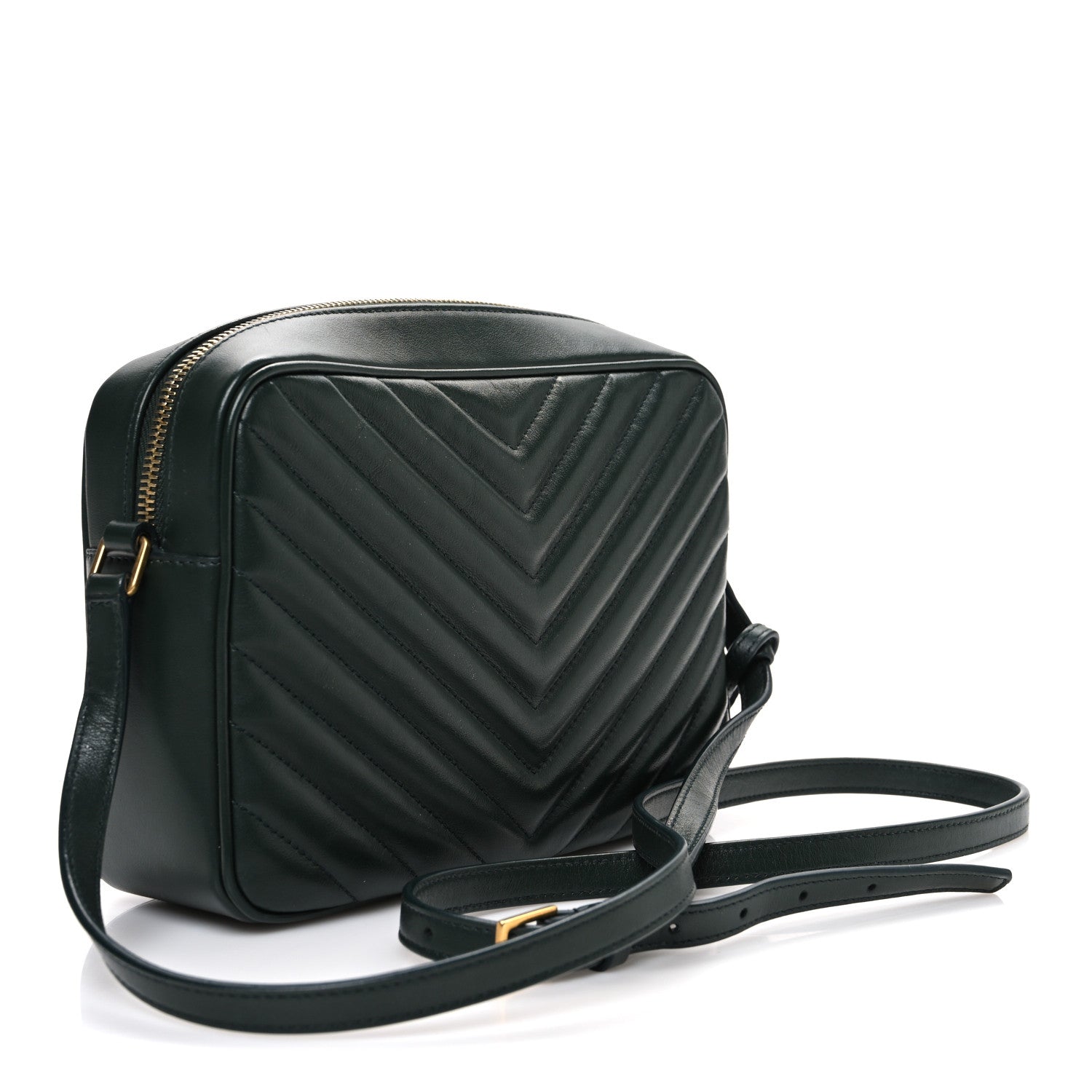 Saint Laurent Calfskin Matelasse Monogram Lou Camera Bag Vert Fonce 3 of 11