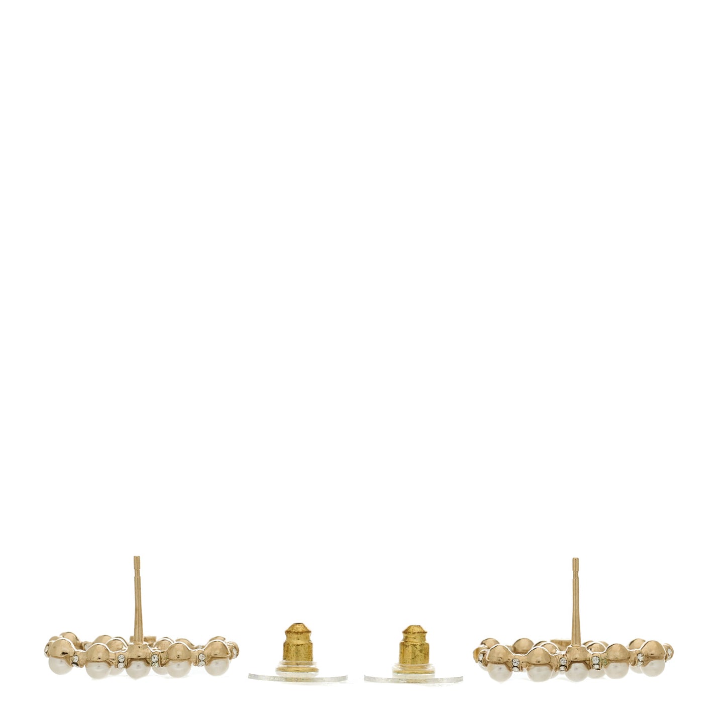 Pearl Crystal Nefertiti CC Earrings Gold