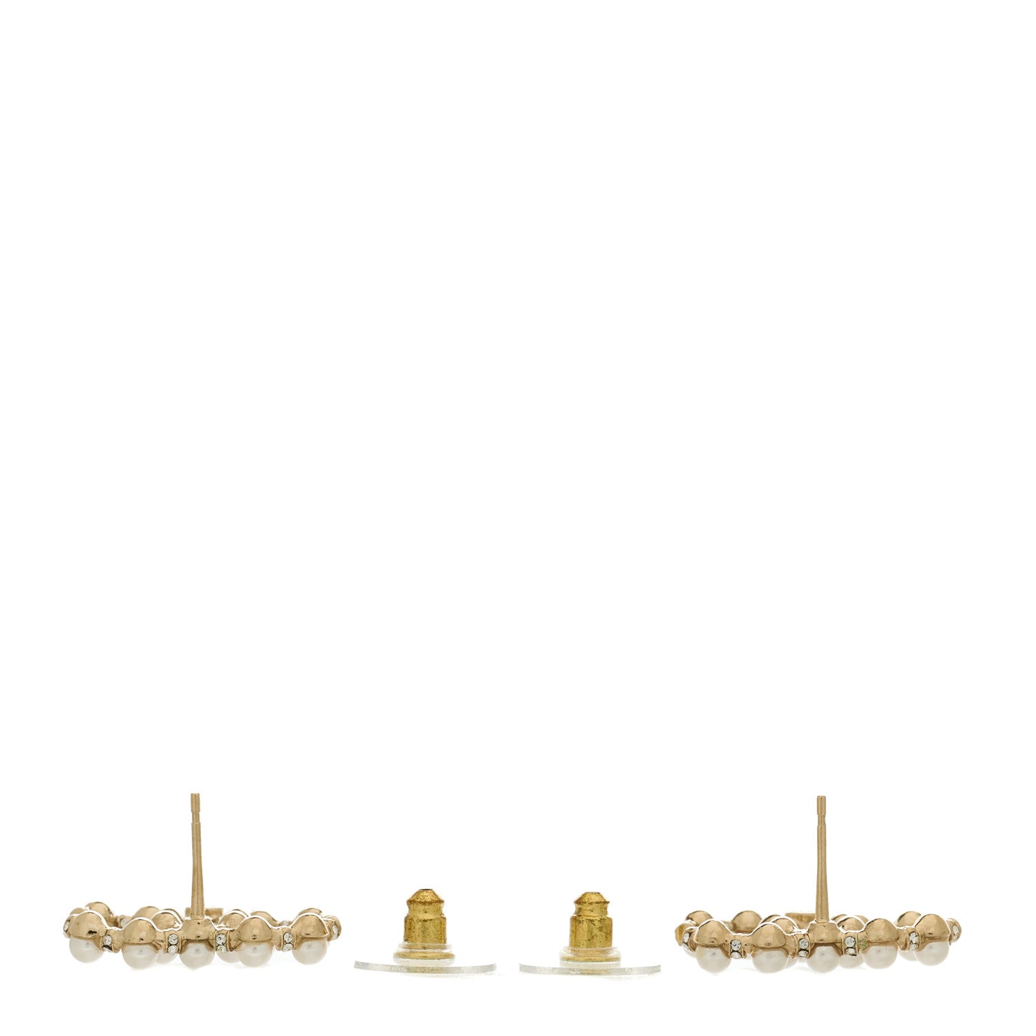 Chanel Pearl Crystal Nefertiti CC Earrings Gold 3 of 4