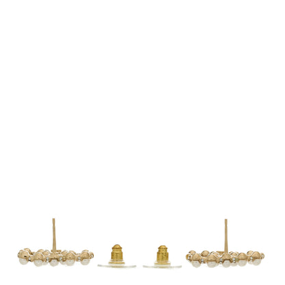 Chanel Pearl Crystal Nefertiti CC Earrings Gold 3 of 4