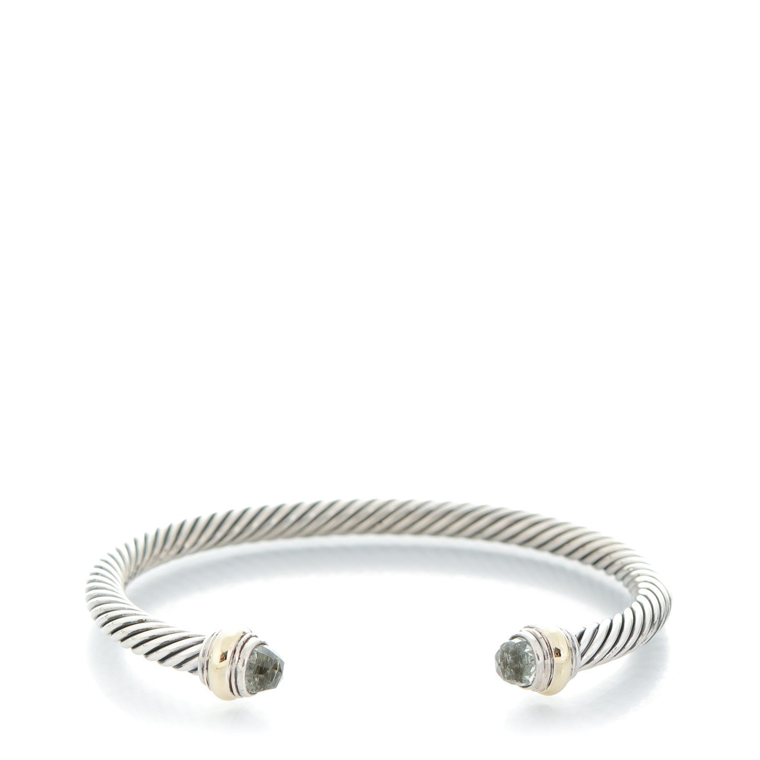 David Yurman Sterling Silver 14K Yellow Gold Prasiolite 5mm Cable Classics Bracelet 1 of 5