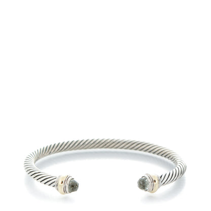 David Yurman Sterling Silver 14K Yellow Gold Prasiolite 5mm Cable Classics Bracelet 1 of 5