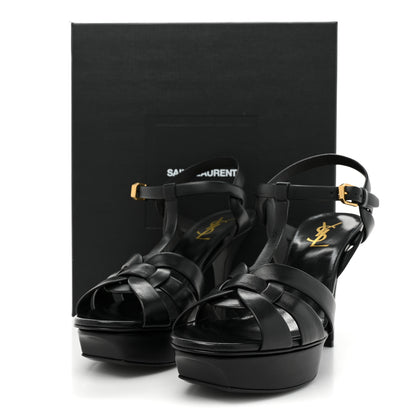 Saint Laurent Calfskin Tribute 75 Platform Sandals 39 Black 9 of 9