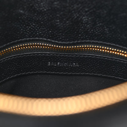 Balenciaga Grained Calfskin Logo S Ville Top Handle Bag Black White 5 of 9