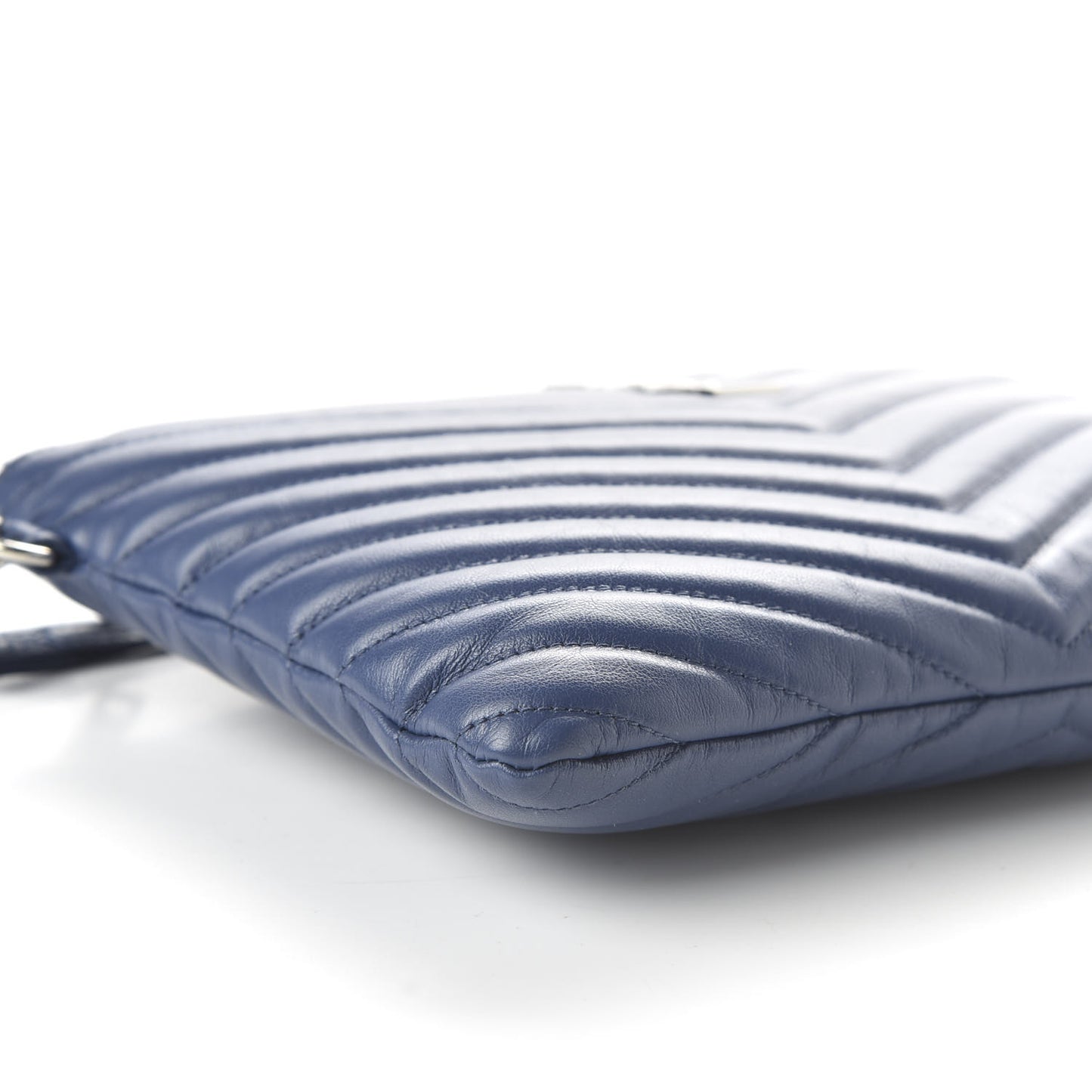 Calfskin Matelasse Chevron Monogram A5 Wristlet Medium Blue