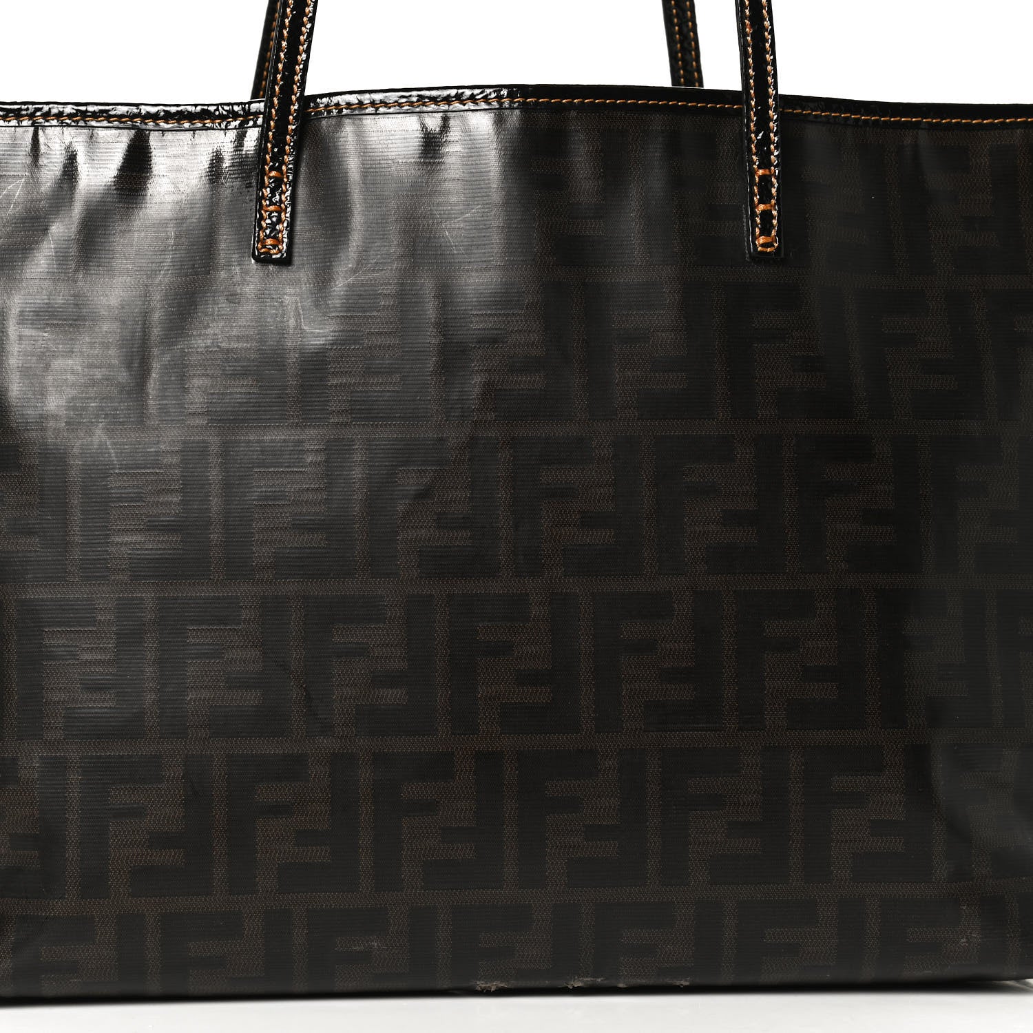 Fendi Zucca Spalmati Matrioska Small Roll Tote Tobacco Black 9 of 16