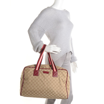 Gucci GG Monogram Web Medium Collapsable Carry On Duffle Beige Red 2 of 8